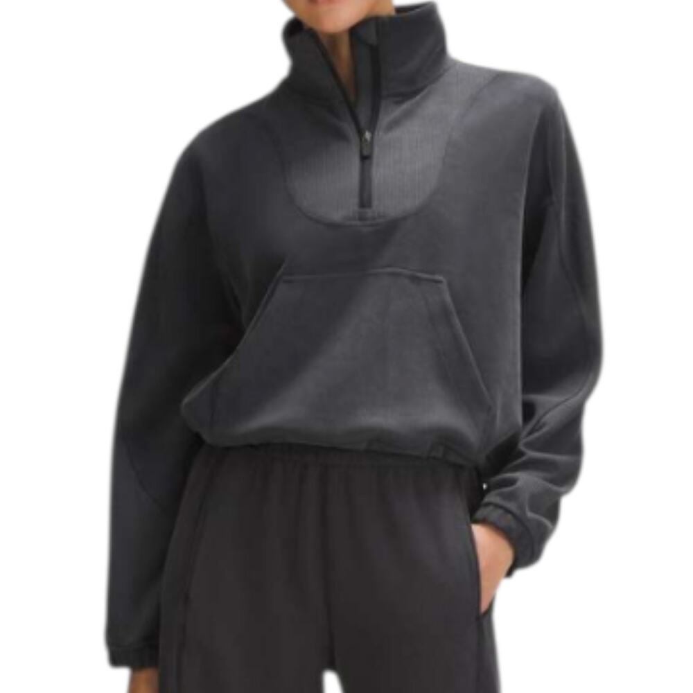 Women's Lululemon Brushed Gray Softstreme Ribbed Half Zip Sweatshirt 8